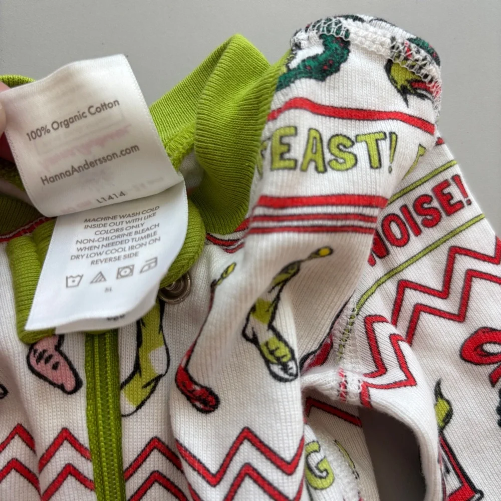 Hanna Andersson Grinch‎ Festive Kids One Piece Pajama Size 18-24M